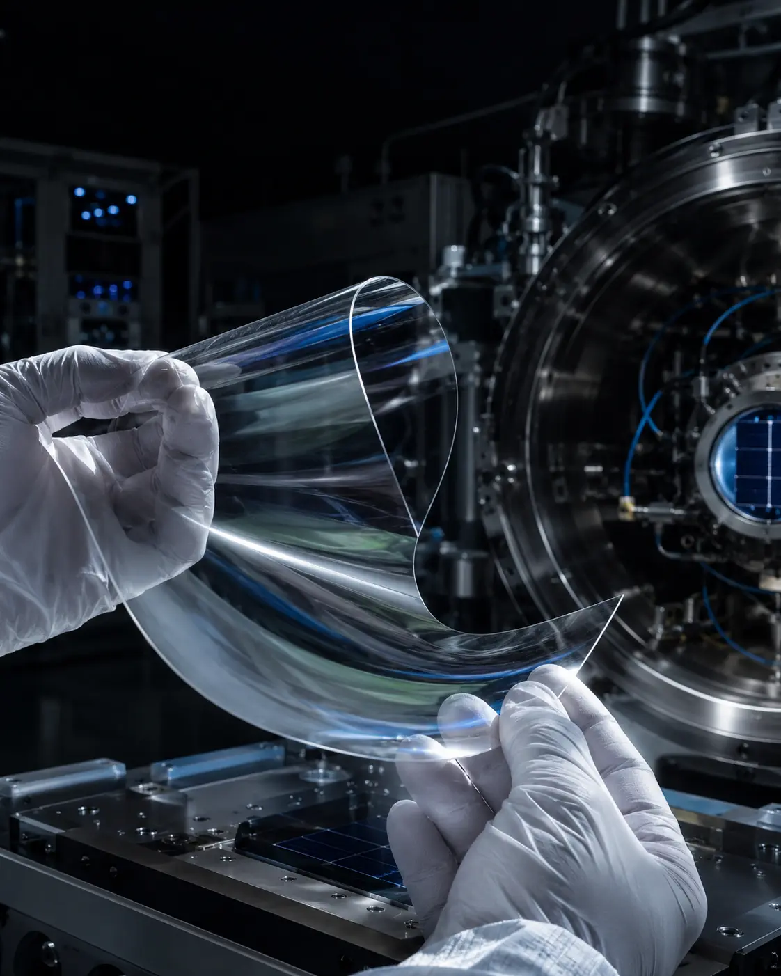 Bifacia transparent flexible film in an aerospace materials test laboratory
