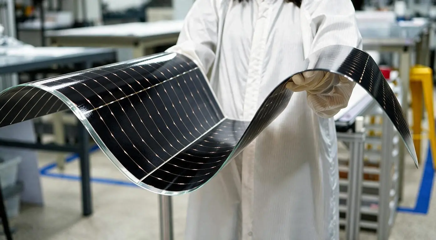 A flexible photovoltaic blanket demonstrated in a laboratory